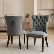 Astra Dark Grey Chair with Black Wooden Legs