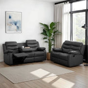 Roma 3 Seater and 2 Seater Electric Recliner Suite in Grey Faux Leather