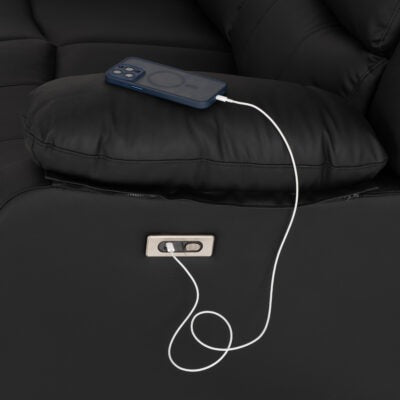 Roma 3+2 Electric Recliner Suite Black Faux Leather