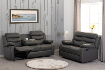 Roma 3+2 Electric Recliner Suite Grey Faux Leather