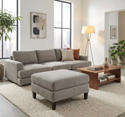 Vesper Luxury Taupe Fabric Ottoman Foot Stool