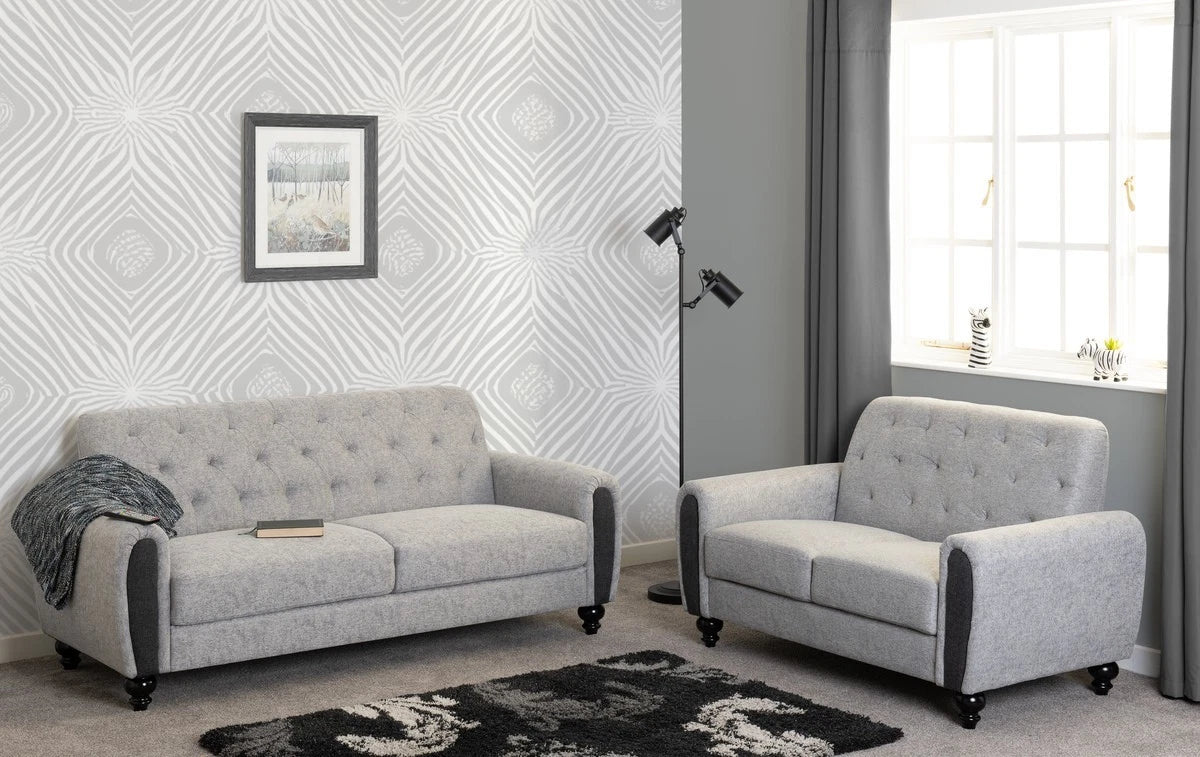 Chester Fabric Grey Sofas 3 + 2 Seaters Sofa set