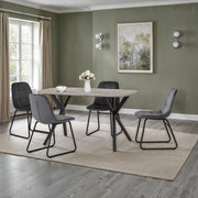 Athens Oak Effect Black Dining Set With 4 Grey Chairs