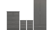 Nevada 4 Piece Grey Wardrobe Bedroom Set