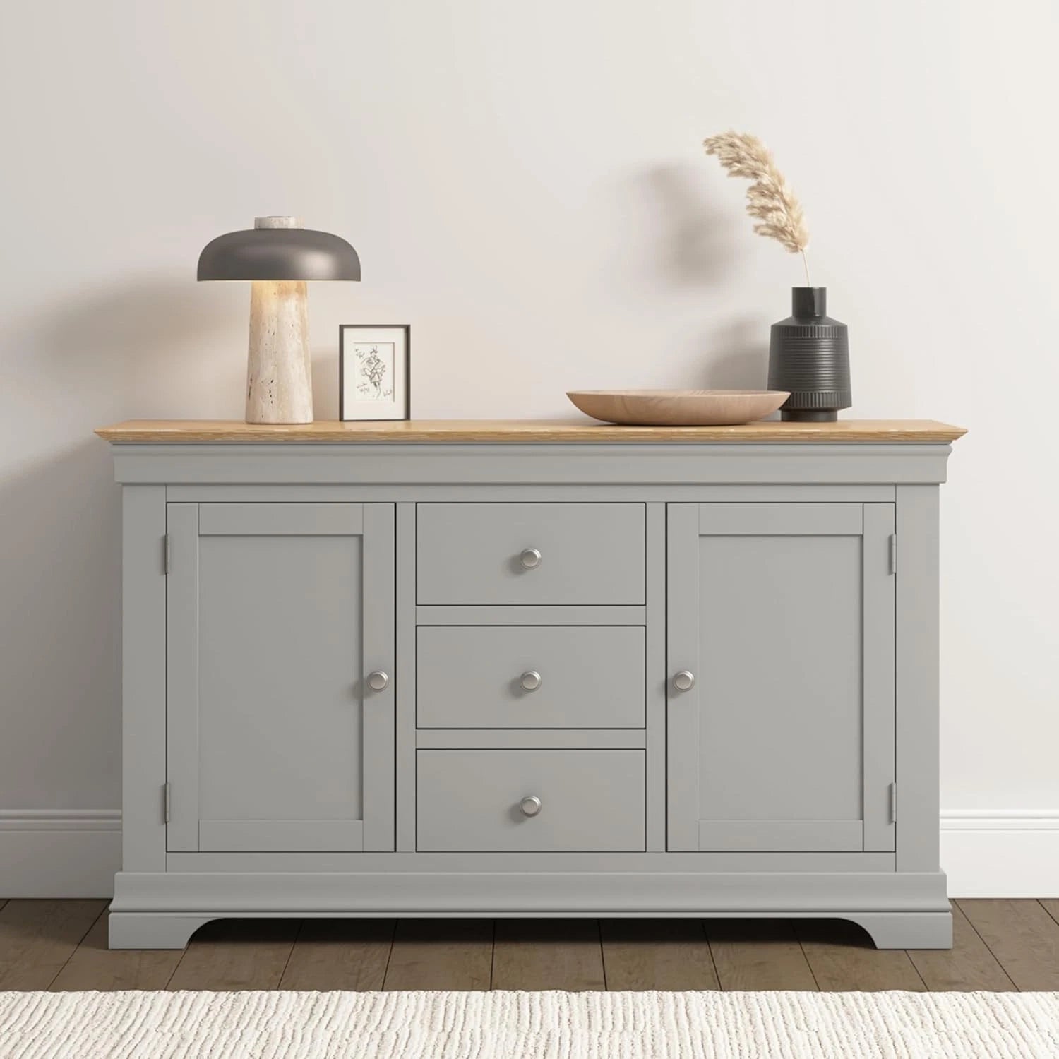 Bordeaux 2 Door 3 Drawer Sideboard Pebble Grey/Oak