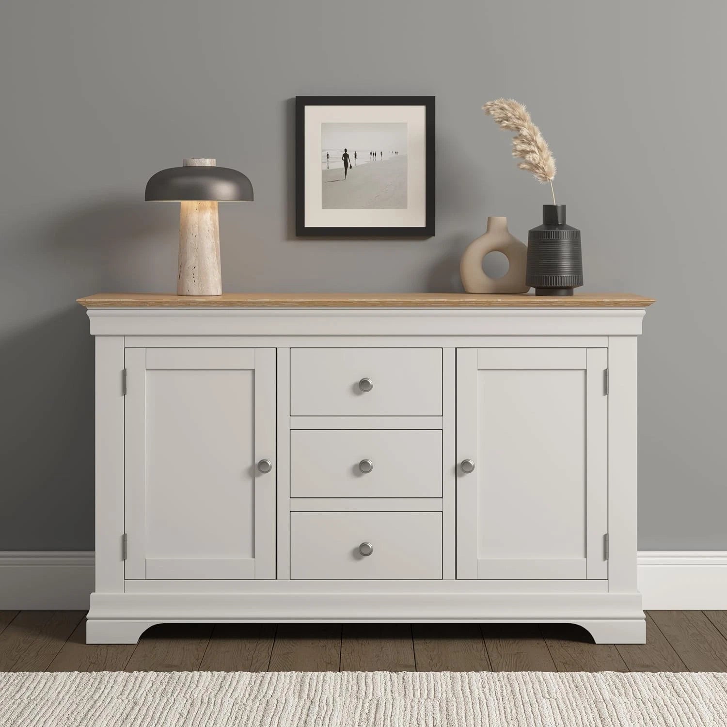 Bordeaux 2 Door 3 Drawer Sideboard Ivory/Oak